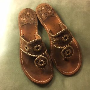 Jack Rogers Leather cork sandals gold size 7m gold